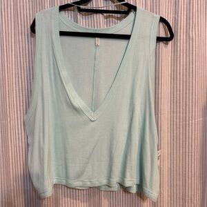 Free People NET V- Neck Sleeveless Tank Top - aqua
